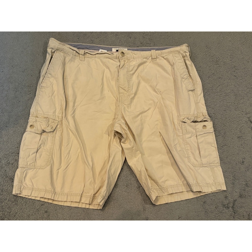 Joseph Abboud Mens Cargo Shorts Size 46 Tan Khaki 100% Cotton Casual Utility